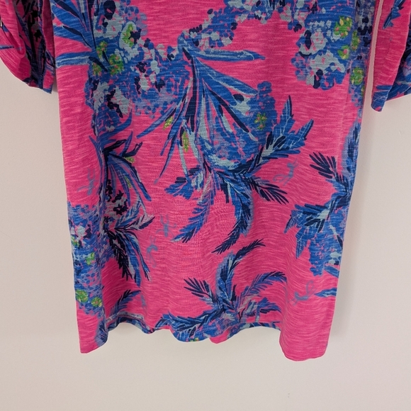 Lilly Pulitzer Dress Womens M Pink Tiki Blue Surfcrest Out On A Limb Swing Mini - Picture 3 of 10
